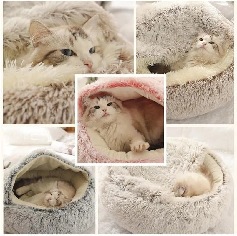 Comfort Cave™ - Soft Plush Calming Cat Bed