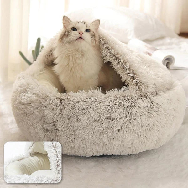 Comfort Cave™ - Soft Plush Calming Cat Bed