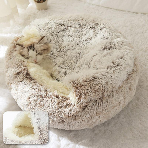 Comfort Cave™ - Soft Plush Calming Cat Bed