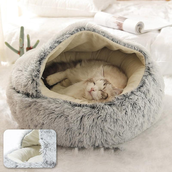 Comfort Cave™ - Soft Plush Calming Cat Bed