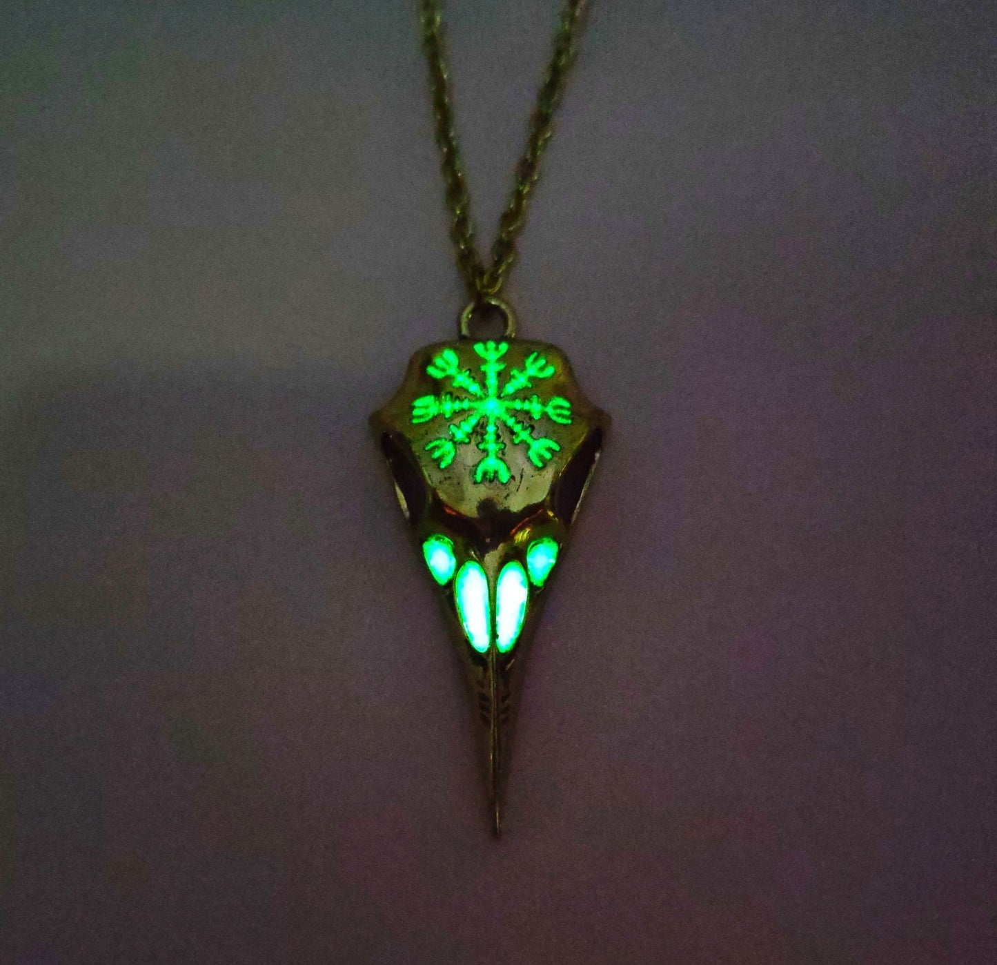 Crow Skull Glowing Necklace