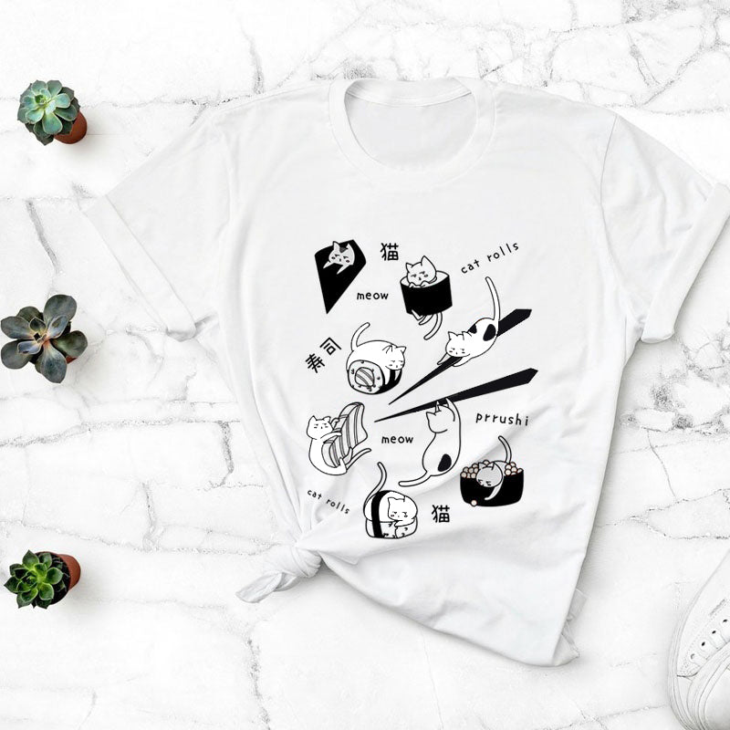 Japanisches Cat-Ushi-T-Shirt
