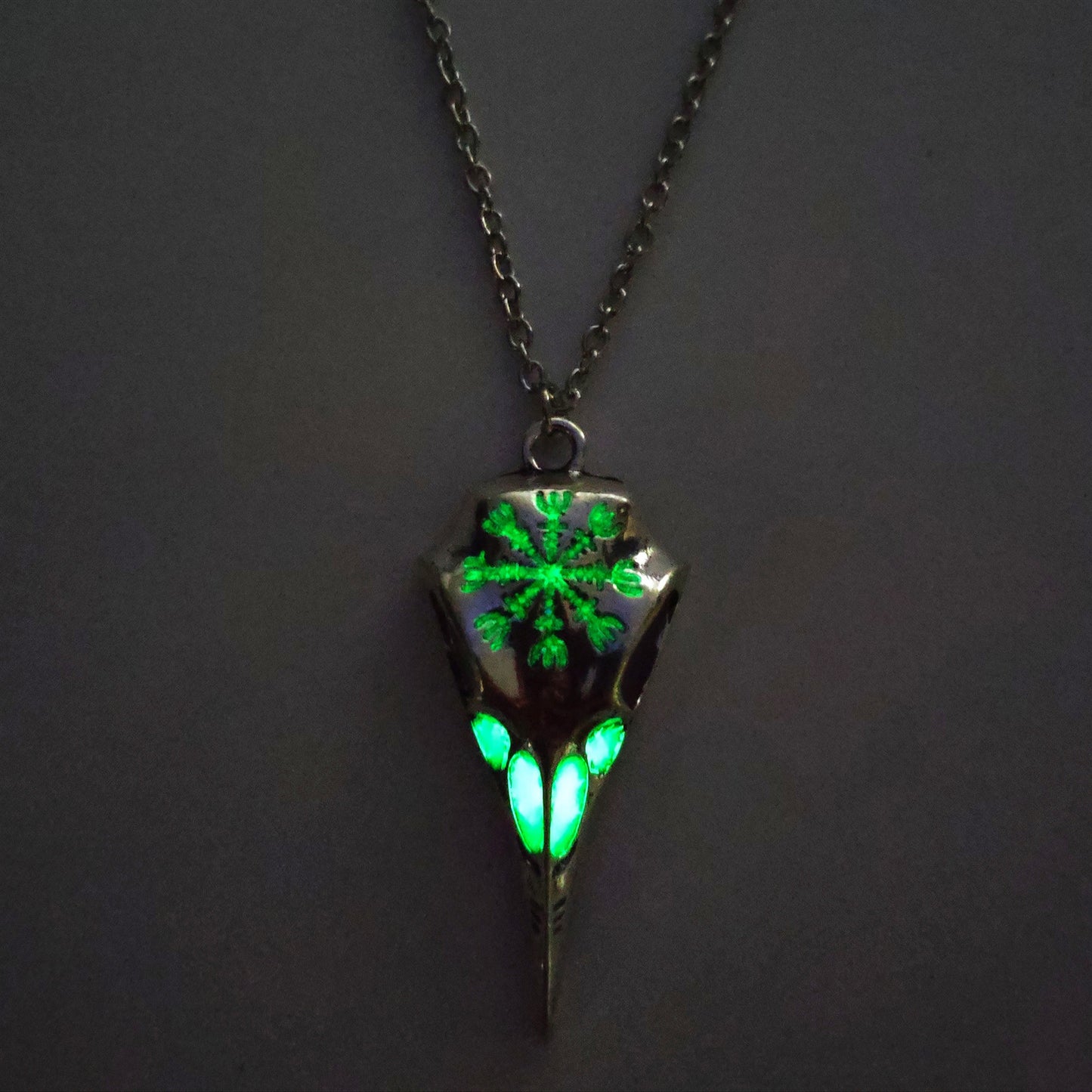 Crow Skull Glowing Necklace