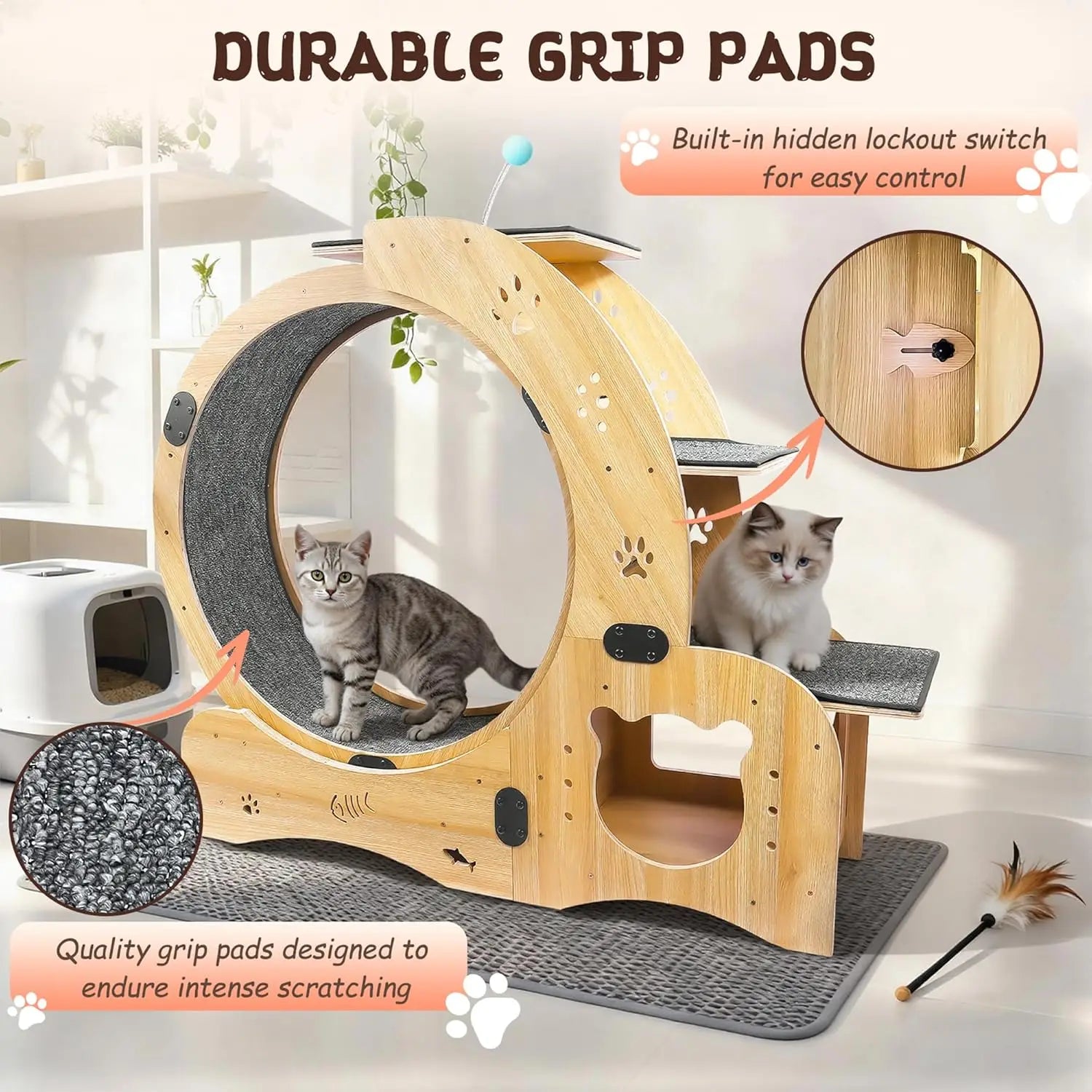 41in Cat Exercise Wheel: 6‑in‑1 Indoor Activity Center durability
