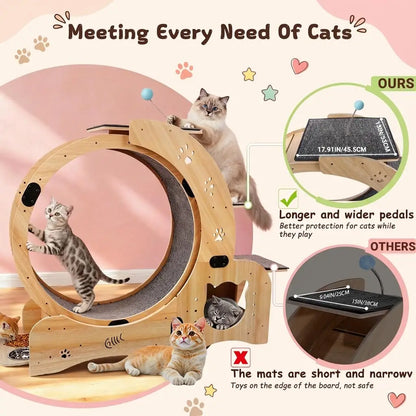 41in Cat Exercise Wheel: 6‑in‑1 Indoor Activity Center mats