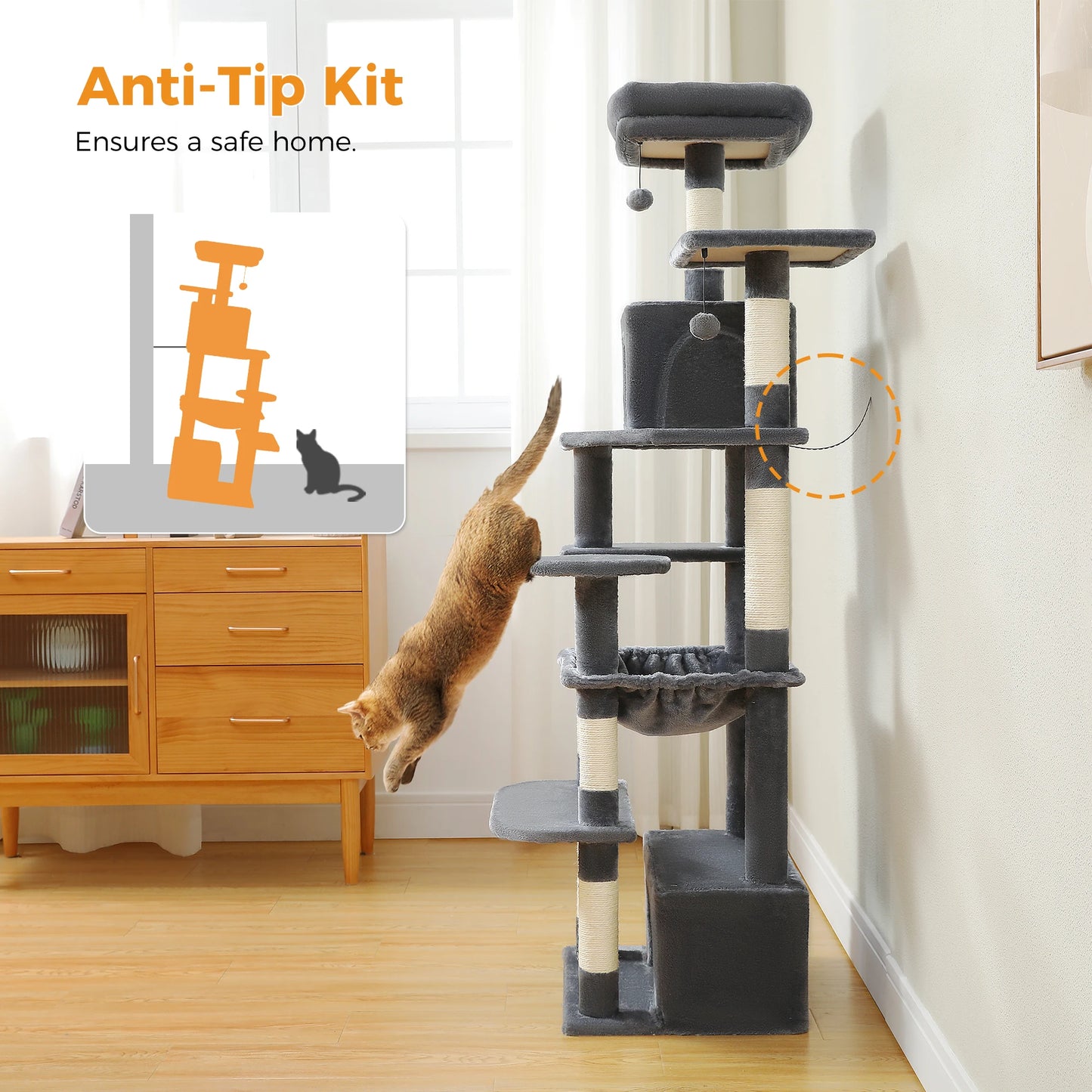 6ft Multi-Level Cat Tower - Premium Activity Tree for Climbing, Scratching & Resting