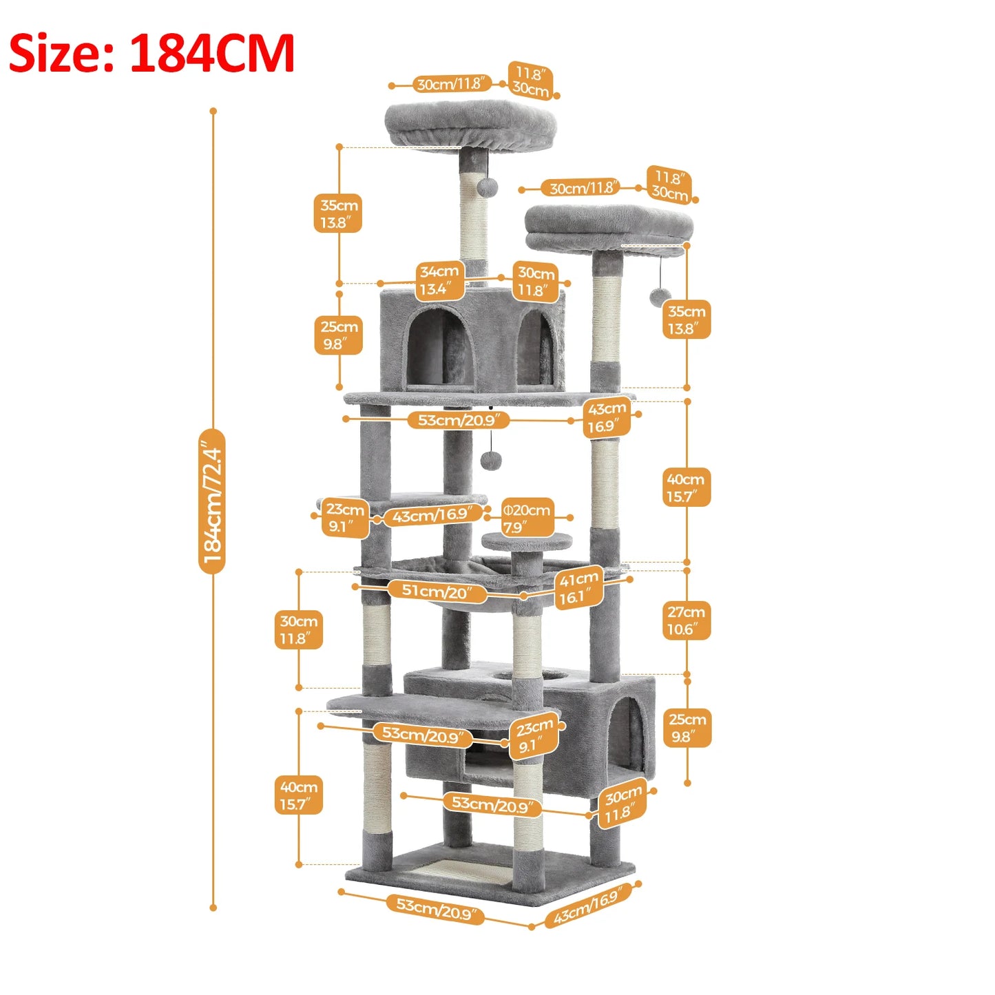 6ft Multi-Level Cat Tower - Premium Activity Tree for Climbing, Scratching & Resting