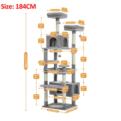 6ft Multi-Level Cat Tower - Premium Activity Tree for Climbing, Scratching & Resting