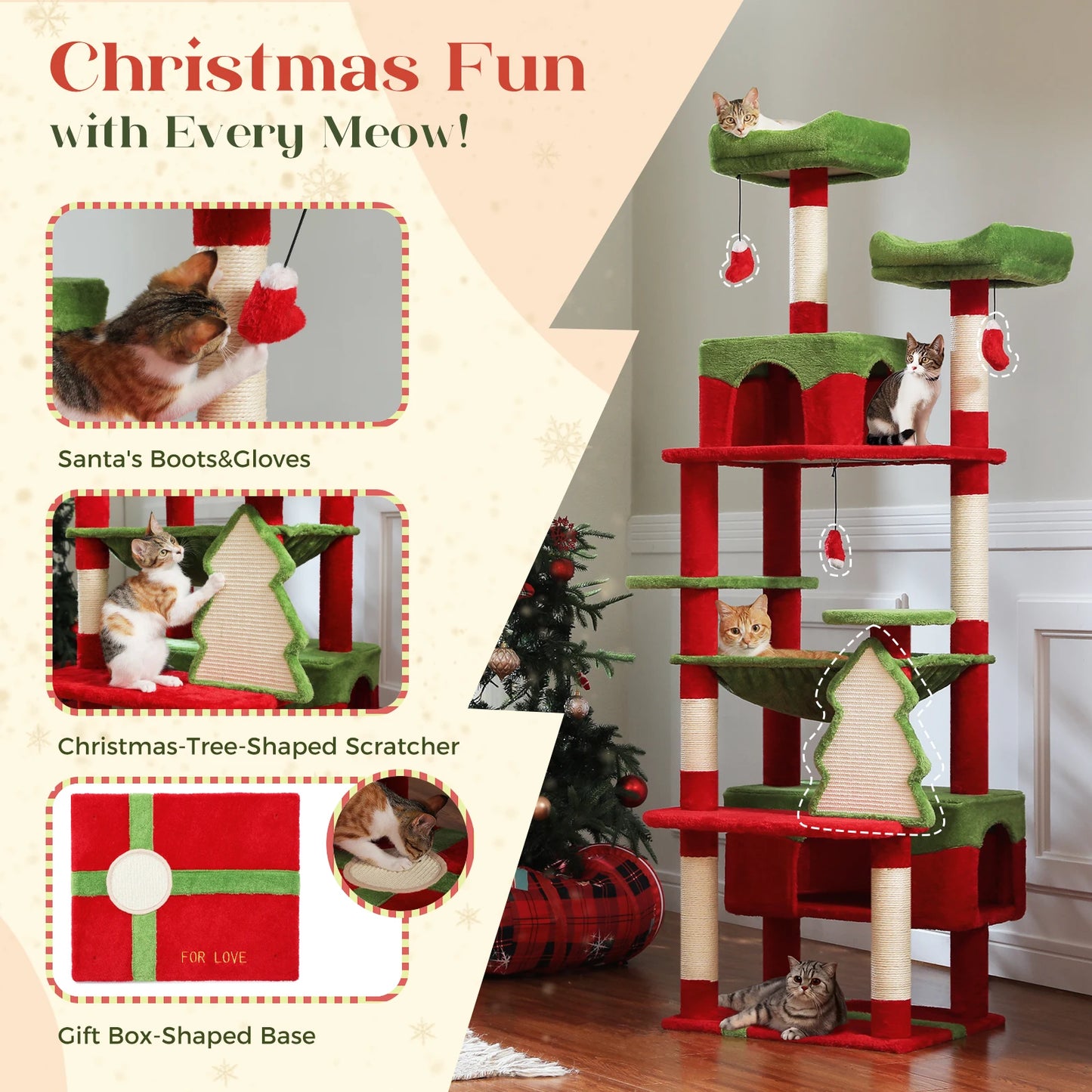 6ft Multi-Level Cat Tower - Premium Activity Tree for Climbing, Scratching & Resting