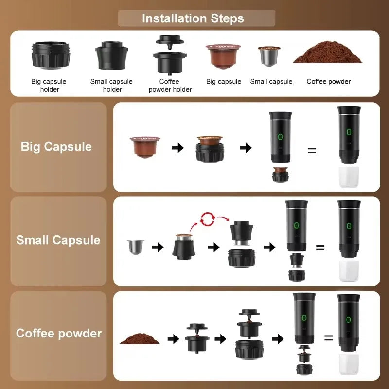 aaurum Portable Coffee Maker + FREE Ground Coffe Adapter