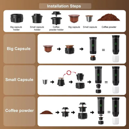 aaurum Portable Coffee Maker + FREE Ground Coffe Adapter
