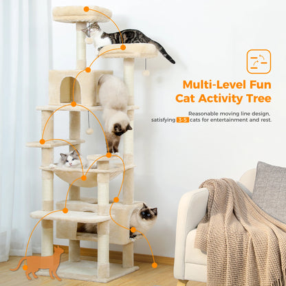 6ft Multi-Level Cat Tower - Premium Activity Tree for Climbing, Scratching & Resting