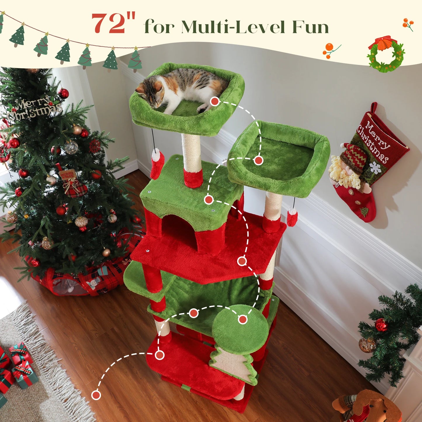 6ft Multi-Level Cat Tower - Premium Activity Tree for Climbing, Scratching & Resting