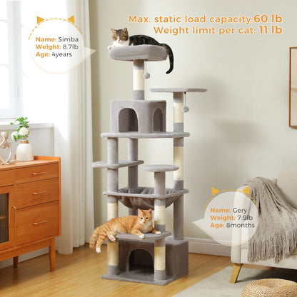 6ft Multi-Level Cat Tower - Premium Activity Tree for Climbing, Scratching & Resting