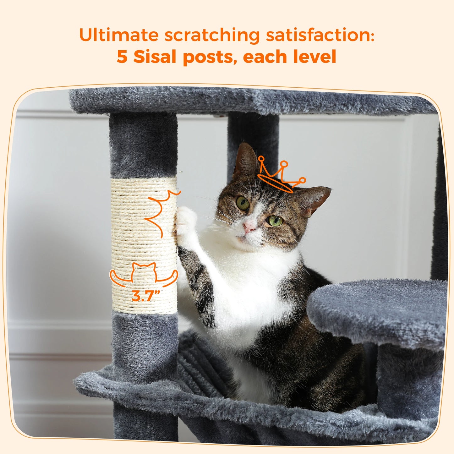 6ft Multi-Level Cat Tower - Premium Activity Tree for Climbing, Scratching & Resting