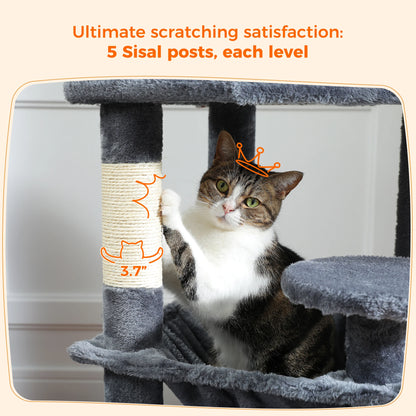 6ft Multi-Level Cat Tower - Premium Activity Tree for Climbing, Scratching & Resting