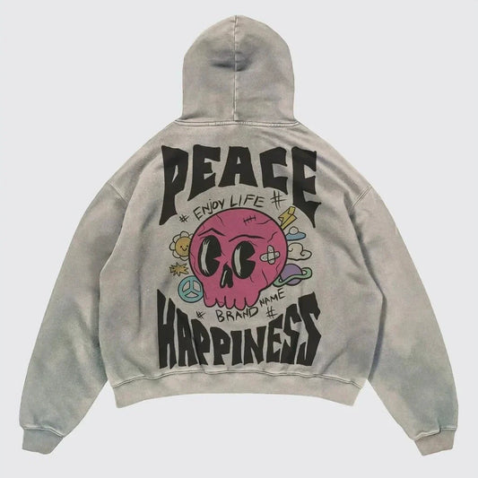 Dunkler, lockerer Retro-Hoodie