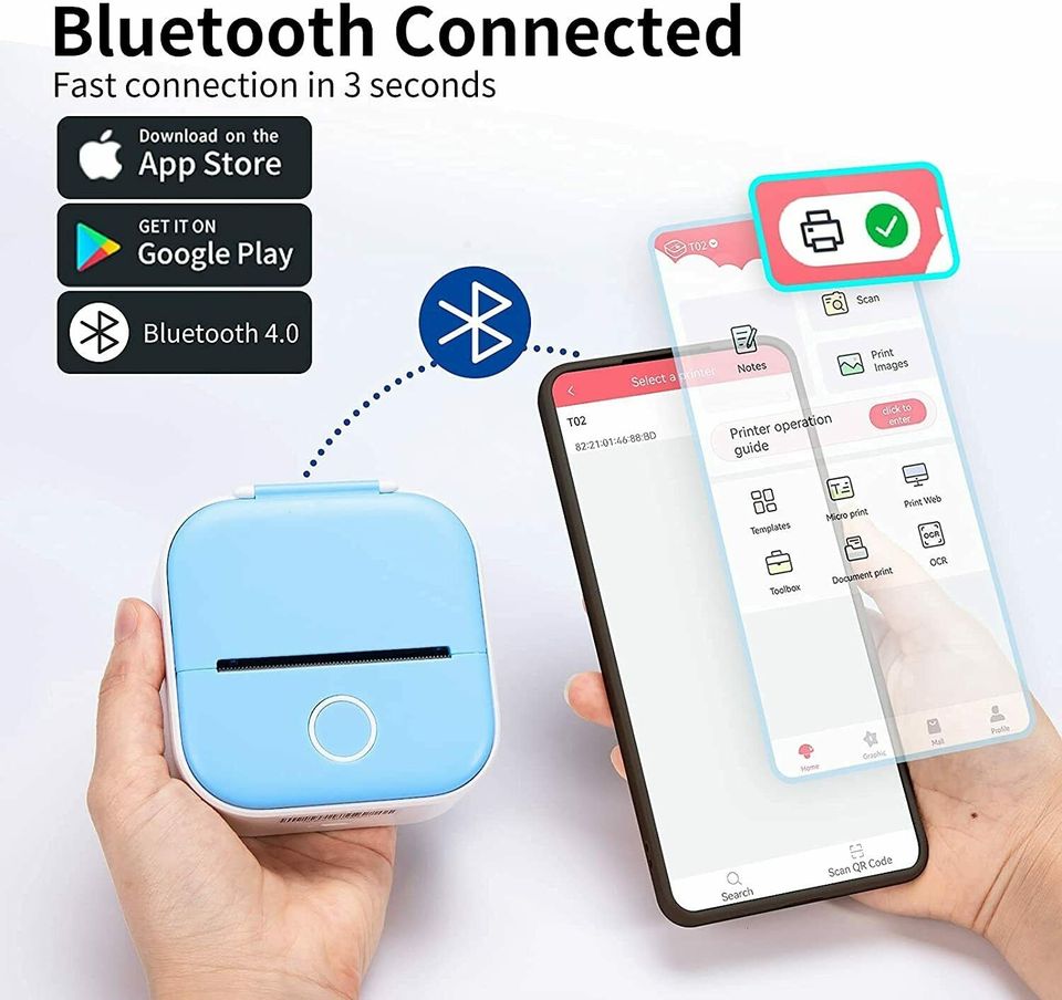 inkless sticker printer with bluetooth conneciton for faster results