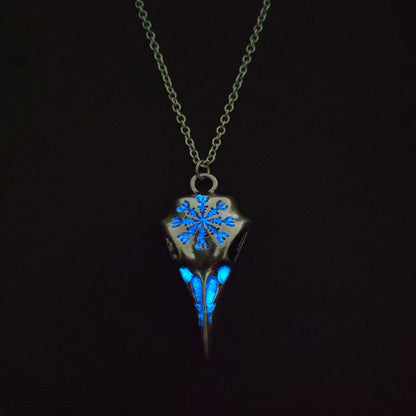Crow Skull Glowing Necklace