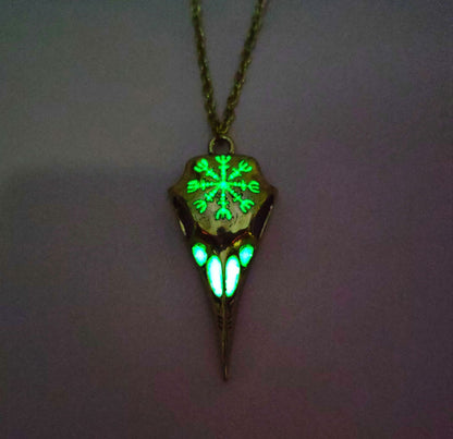 Crow Skull Glowing Necklace