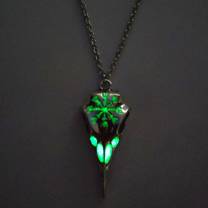 Crow Skull Glowing Necklace